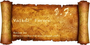 Valkó Ferenc névjegykártya