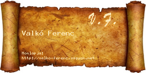Valkó Ferenc névjegykártya